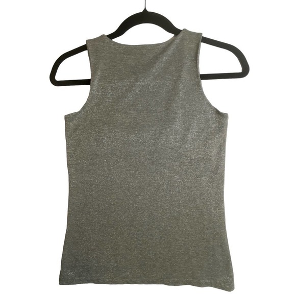 Yansi Fugel Silver Metallic Tank Top, shell, evening, holiday, gift - Picture 2 of 6